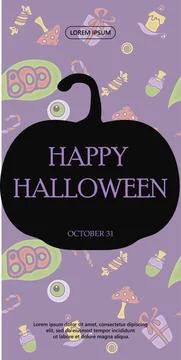 Vector hand drawn Doodle Halloween set Colorful cartoon cliparts, symbols Stock Illustration