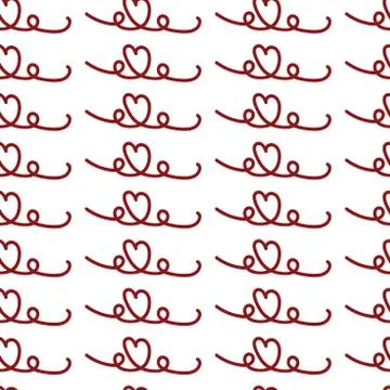 Vector Hand drawn doodle heart line repeat seamless pattern. Pencil scribble Illustrazione stock