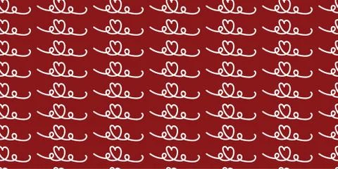 Vector Hand drawn doodle heart line repeat seamless pattern. Pencil scribble Stock Illustration