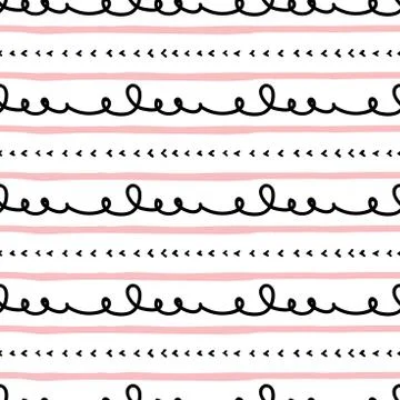 Vector Hand drawn doodle line repeat seamless pattern. Pencil scribble, stripe Illustrazione stock