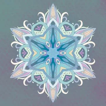 Vector hand drawn doodle mandala. Ethnic with colorful ornament. Isolated Иллюстрация