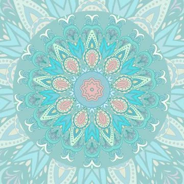 Vector hand drawn doodle mandala. Ethnic with colorful ornament. Isolated Иллюстрация