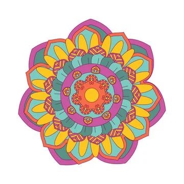 Vector hand drawn doodle mandala ethnic mandala with colorful tribal ornament Stock-Illustration