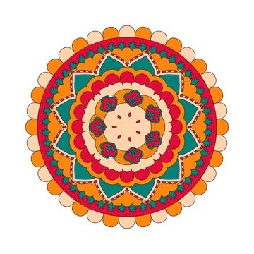 Vector hand drawn doodle mandala ethnic mandala with colorful tribal ornament Stock Illustration