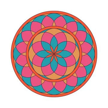 Vector hand drawn doodle mandala ethnic mandala with colorful tribal ornament Stock Illustration