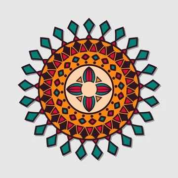 Vector hand drawn doodle mandala colorful tribal ornament. Stock Illustration