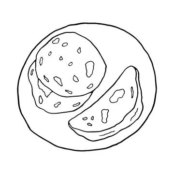 Vector hand drawn doodle naan. Indian cuisine dish. Design sketch element for Illustrazione stock