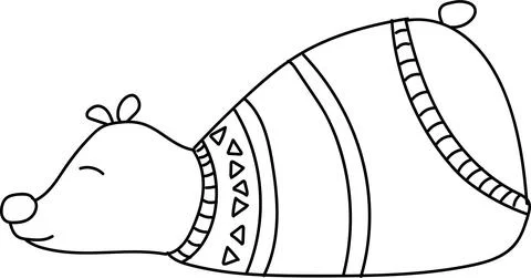 Vector hand drawn doodle polar bear in a knitted sweater. New Year winter ill Stock Illustration