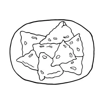 Vector hand drawn doodle samosa. Indian cuisine dish. Design sketch element f Stockillustratie