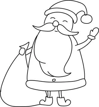 Vector hand drawn doodle Santa Claus with a bag. New Year winter illustration Stock Illustration