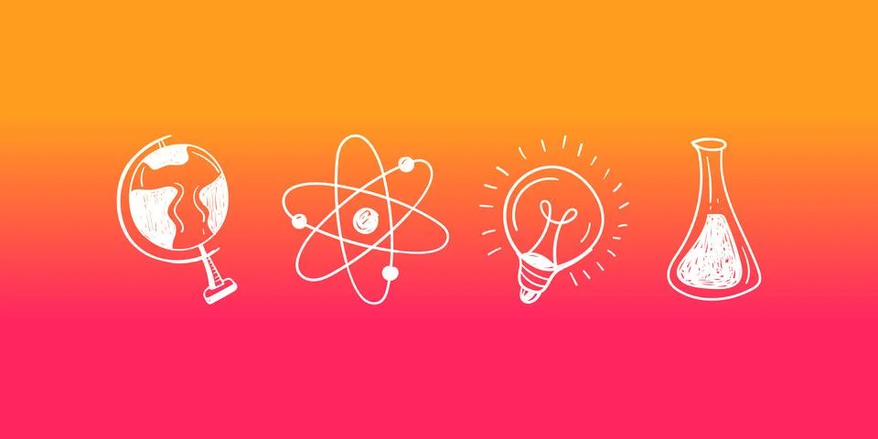 Vector hand drawn doodle science and education icon collection including book Stock Illustration