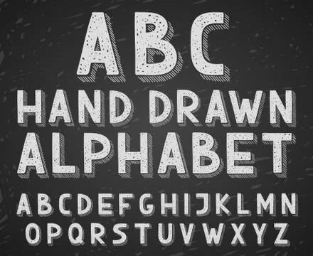 Vector hand drawn doodle sketch alphabet letters written with a chalk on イラスト素材