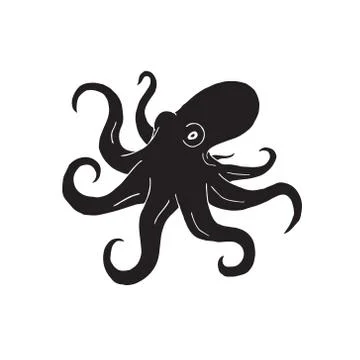 Vector hand drawn doodle sketch black octopus Stock Illustration