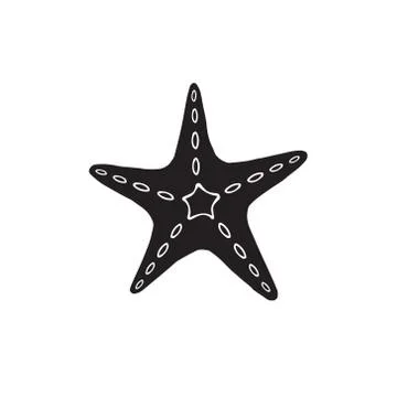 Vector hand drawn doodle sketch black sea star Stock Illustration