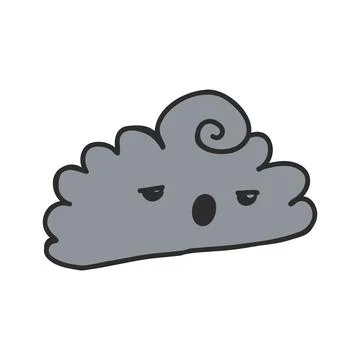 Vector hand drawn doodle sketch cloud with face isolated on white background Stock Illustration