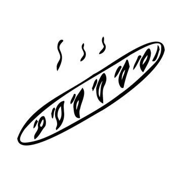Vector hand drawn doodle sketch hot baguette bread isolated on white background 스톡 일러스트