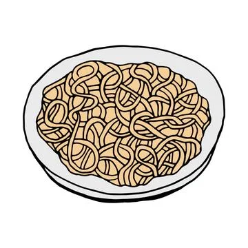 Vector hand drawn doodle soba noodles. Japanese cuisine dish. Design sketch e Stock Illustration