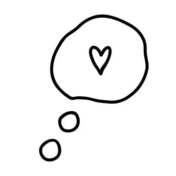 Vector hand drawn doodle speech, thought bubble, conversation cloud with heart Stock Illustration