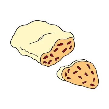 Vector hand drawn doodle stolen. Fruit bread. German dessert. Design sketch e Stock Illustration