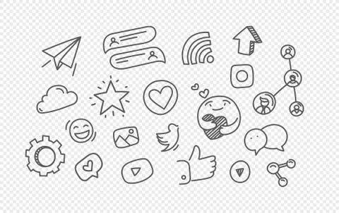 Vector hand drawn doodle style elements isolated on transparent background. S Stock Illustration