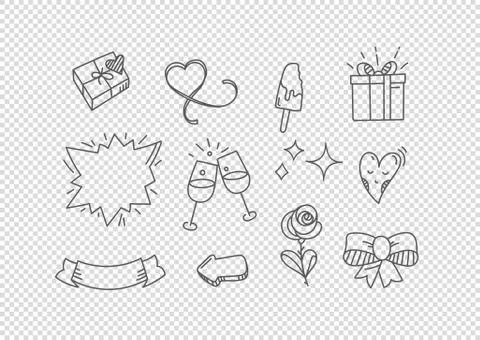 Vector hand drawn doodle style elements isolated on transparent background. V 스톡 일러스트