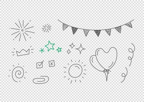 Vector hand drawn doodle style elements isolated on transparent background. V Stock Illustration