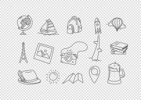 Vector hand drawn doodle style elements isolated on transparent background. T Illustrazione stock