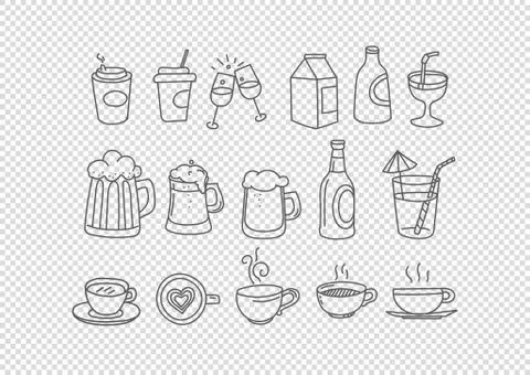 Vector hand drawn doodle style elements isolated on transparent background. B イラスト素材