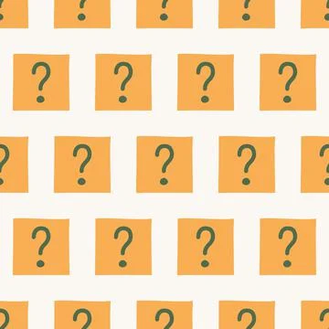 Vector hand-drawn doodled question marks seamless pattern. Abstract squared i Illustrazione stock