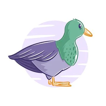 Vector hand drawn ducks fly cartoon character Illustrazione stock