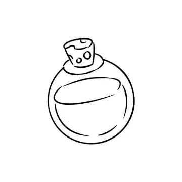 Vector hand drawn empty potion flask doodle icon. Round bottle sketch Stock Illustration