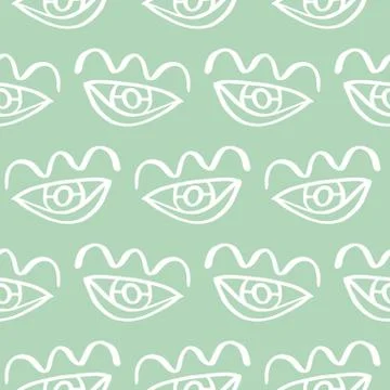 Vector hand drawn eye doodles seamless pattern background Stock Illustration