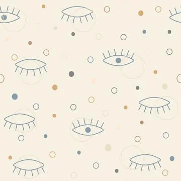 Vector hand drawn eye doodles seamless pattern Illustrazione stock