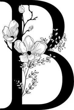 Vector Hand Drawn floral B monogram and logo Stock Illustration