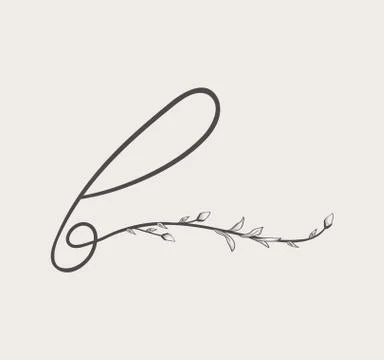Vector Hand Drawn floral b monogram and logo Stock Illustration