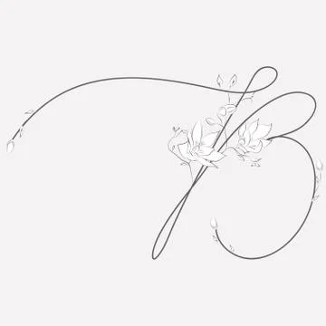 Vector Hand Drawn floral B monogram and logo Stock Illustration