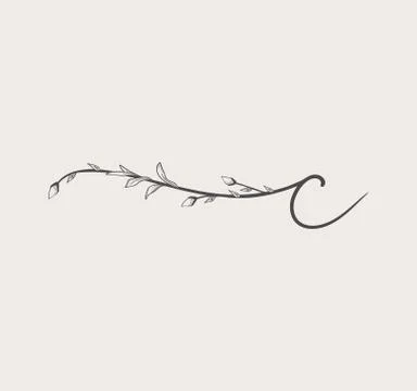 Vector Hand Drawn floral c monogram and logo Stock Illustration