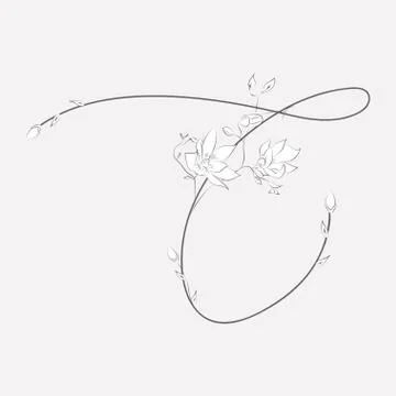 Vector Hand Drawn floral C monogram and logo Stock Illustration