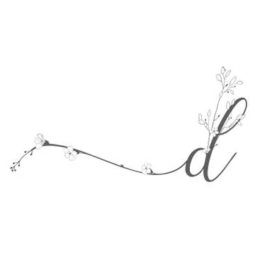 Vector Hand Drawn floral d monogram and logo Stock Illustration