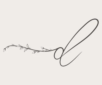 Vector Hand Drawn floral d monogram and logo Stock Illustration