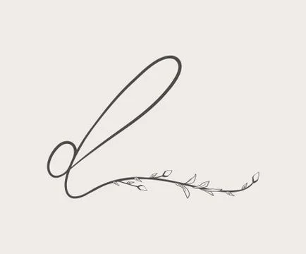 Vector Hand Drawn floral d monogram and logo Stock Illustration