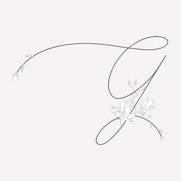 Vector Hand Drawn floral G monogram and logo Stock Illustration