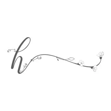 Vector Hand Drawn floral h monogram and logo Stock Illustration
