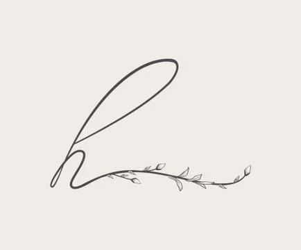 Vector Hand Drawn floral h monogram and logo Stock Illustration