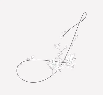 Vector Hand Drawn floral J monogram and logo Stock Illustration