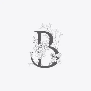 Vector Hand Drawn floral A monogram and logo Stock Illustration