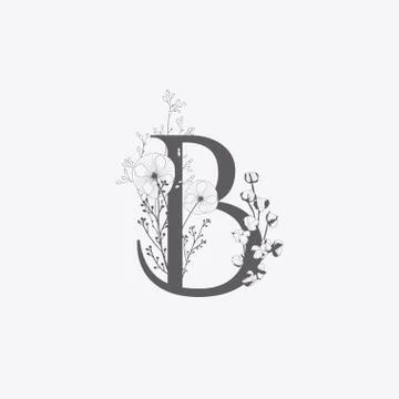 Vector Hand Drawn floral A monogram and logo Stock Illustration