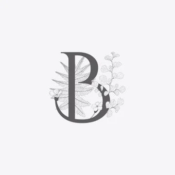 Vector Hand Drawn floral A monogram and logo Stock Illustration