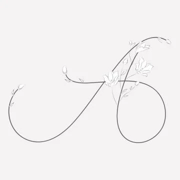 Vector Hand Drawn floral A monogram and logo Stock Illustration