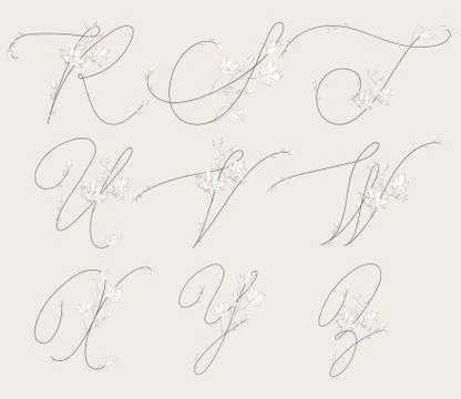 Vector Hand Drawn floral monograms and logos Stock Illustration